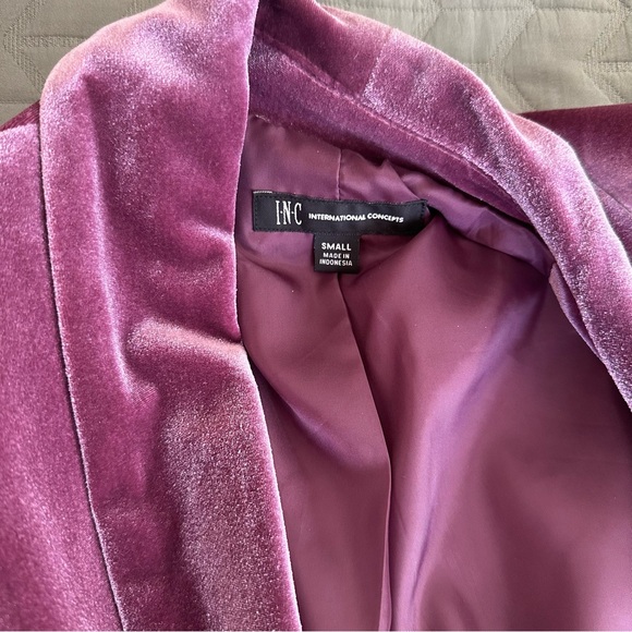 INC International Concepts Velvet Blazer - Rich Burgundy - Picture 8 of 8